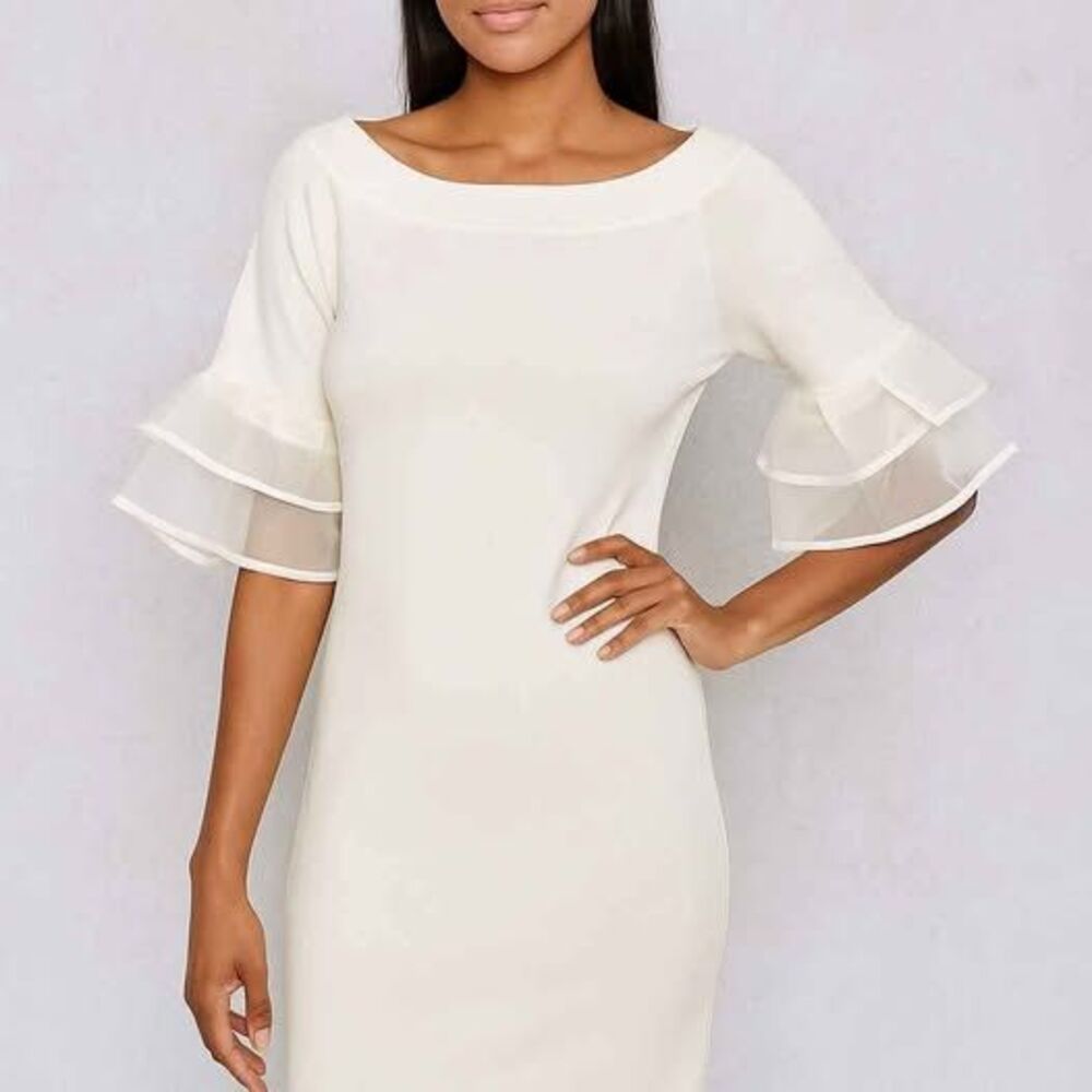NWT Women's elegant "Alberto Makali" off white knit dress